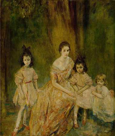 安布罗斯·麦克沃伊的《甘迪拉斯夫人和她的孩子玛丽·罗斯、卡门和胡安娜的肖像》