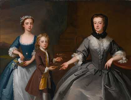 《芬奇夫人及其儿子和女儿的肖像》，作者：伊诺克·西曼