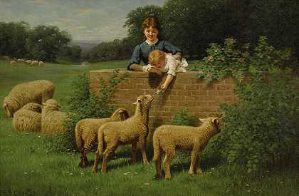 塞缪尔·S·卡尔的《喂羊的孩子》