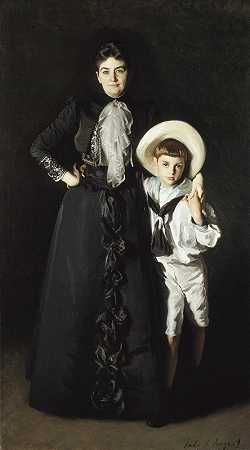 约翰·辛格·萨金特《爱德华·L·戴维斯夫人和她的儿子利文斯顿·戴维斯的肖像》