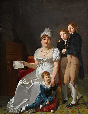 雅克·安托万·瓦林（Jacques Antoine Vallin）的《B夫人的肖像》（Née Etiennette Delagrange）和她的三个儿子