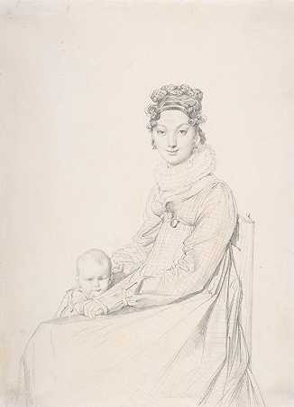 “亚历山大·莱蒂埃夫人和她的女儿莱蒂齐亚”，让·奥古斯特·多米尼克·安格斯著