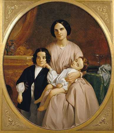 克劳迪·洛伦扎尔的《画家妻子和孩子的肖像》