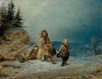 罗伯特·威廉·埃克曼的《路上的乞丐家庭》