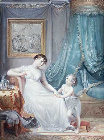 “玛丽·加布里埃尔·卡佩特（Marie Gabrielle Capet）对玛丽·亚历山大·文森特夫人和她的儿子安德烈（André）的推定肖像