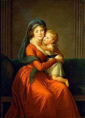 伊丽莎白·路易丝·维格·勒布伦的亚历山德拉·戈利西娜公主和她的儿子皮奥特肖像