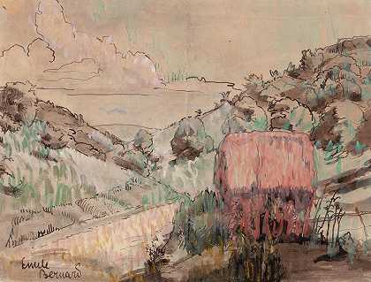 埃米尔·伯纳德的《山坡上的红色小屋》
