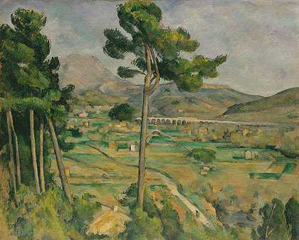 保罗·塞尚（Paul Cézanne）的《圣维托伊尔山和弧形河谷的高架桥》