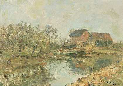 鲁道夫·霍克纳的《带池塘的农舍》
