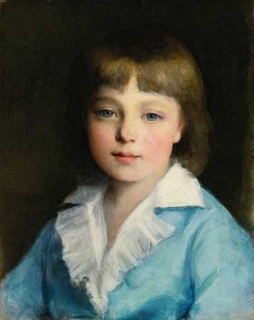 皮埃尔·奥古斯特·雷诺阿圆圈《一个穿蓝色衣服的男孩的肖像》