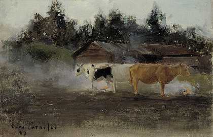埃罗·杰内费尔特的研究“草坪烟雾中的奶牛”
