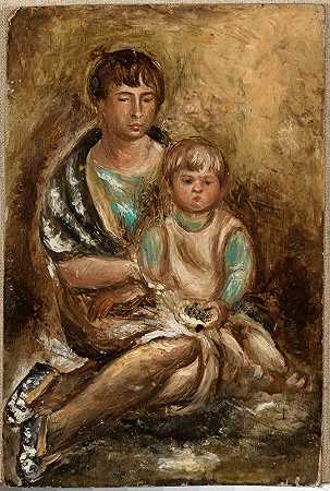 《妻子和女儿的肖像》（Wacław Wąsowicz）