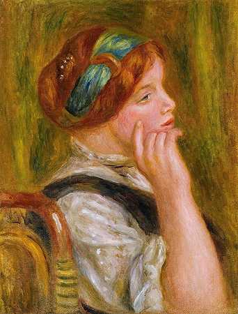 皮埃尔·奥古斯特·雷诺阿的《戴绿色头巾的女人肖像》