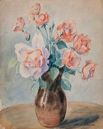 《花瓶里的玫瑰》Jadwiga Gałęzowska著