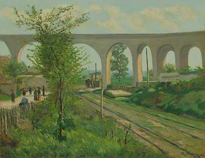 Armand Guillaumin的《Sceaux铁路交叉口的Arcueil渡槽》