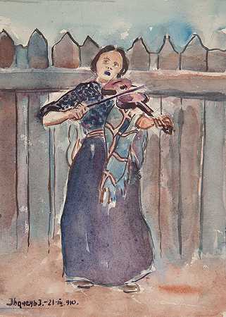 伊万·伊万内克的《拉小提琴的女人》