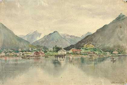 西奥多·J·理查森1888年《来自群岛的西特卡》，展示俄罗斯城堡
