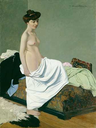 Félix Vallotton的《站在膝盖上的裸体礼服》