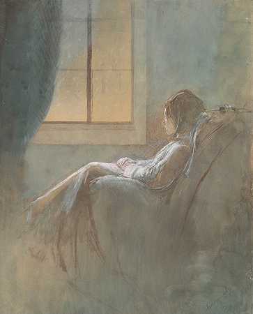 Ladislav Mednyánszky的《坐着的老妇人》
