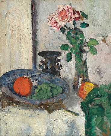 乔治·莱斯利·亨特的《水果与玫瑰的静物》