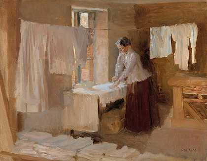 “女性熨烫，洗衣女工研究”