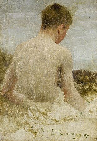 亨利·斯科特·塔克的《男孩洗澡的背影》