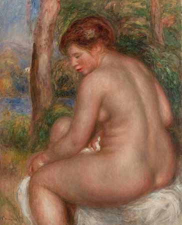 “三季度视图中的浴缸（四分之三的浴缸视图），作者：Pierre Auguste Renoir