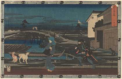 AndōHiroshige的《Chushingura（Honzo）夜袭》