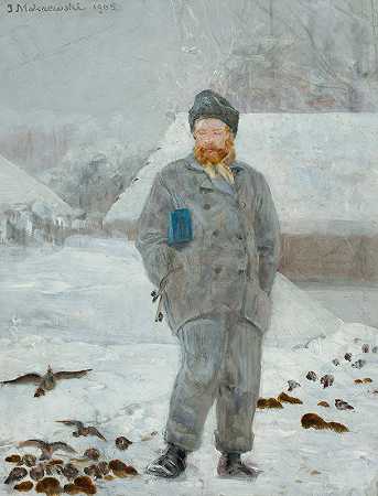 雅切克·马尔切夫斯基的《阿道夫·迪加辛斯基与鸟的肖像》