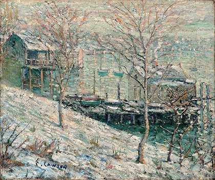 欧内斯特·劳森的《哈莱姆河冬季场景》
