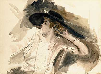 乔瓦尼·博尔迪尼的《戴大帽子的年轻女人》