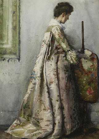 亨利·斯科特·图克《丝绸长袍，玛丽亚·图克·塞恩斯伯里肖像》