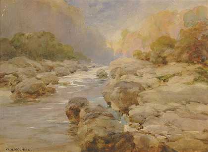 威廉·亨利·霍姆斯（William Henry Holmes）的《未经改造的岩石溪》（Unmodified Rock Creek），约1910年
