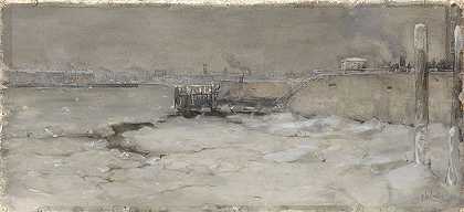 阿道夫·勒·孔特的《鹿特丹默兹河上的冰冠》