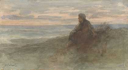 《坐在海边沙丘上的女人》作者：Jozef Israëls