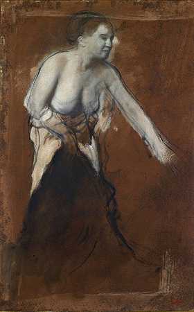 埃德加·德加（Edgar Degas）的《裸体站立女性形象（上厕所的年轻女性）》