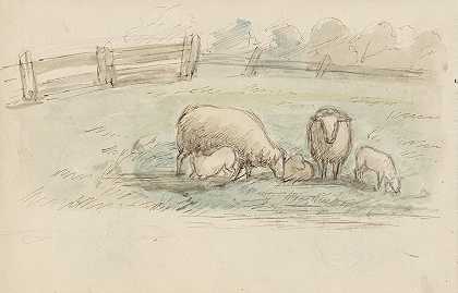 Jozef Israëls的《草地上的羊》