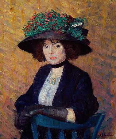 威廉·詹姆斯·格拉肯斯的《戴绿帽的女人》