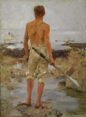 亨利·斯科特·图克的《一个拿着桨的男孩》
