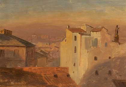 弗雷德里克·埃德温·丘奇的《屋顶，罗马，意大利》