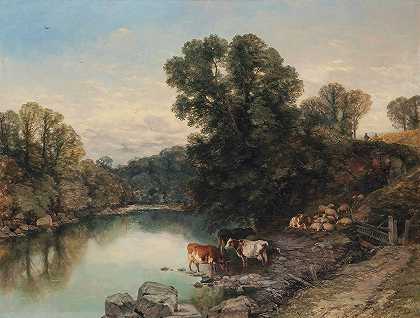 托马斯·西德尼·库珀的《河边的牛和羊》