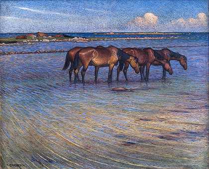 尼尔斯·克鲁格的《马在水中冷却》
