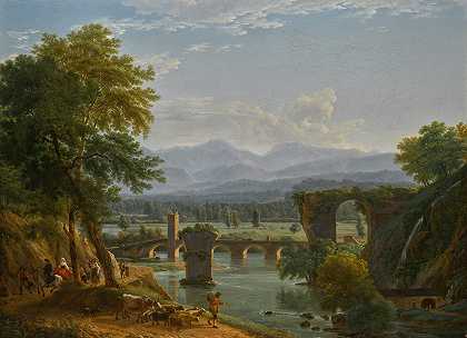 “意大利纳尼市附近内拉河上的奥古斯都大桥”，让·约瑟夫·泽维尔·比道尔著