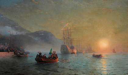 伊万·康斯坦丁诺维奇·艾瓦佐夫斯基的《哥伦布从西班牙帕洛斯港出发前的告别》