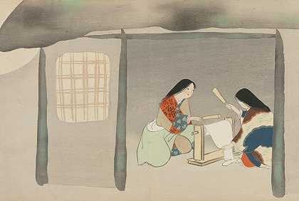 “Fulling Silk（Uchiginu）”作者：Kamisaka Sekka
