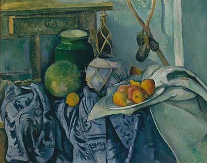 保罗·塞尚（Paul Cézanne）的《姜罐子和茄子的静物》