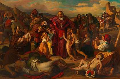 “1683年卡尔·拉尔围攻维也纳后，利奥波德·格拉夫·科洛尼奇带领被谋杀的基督徒囚犯的孩子们离开了被遗弃的土耳其营地