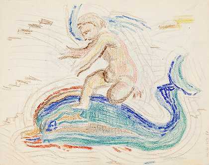 “海豚骑士”，马格努斯·恩克尔的素描