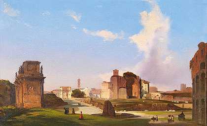 伊波利托·卡菲的《罗马论坛与君士坦丁拱门》