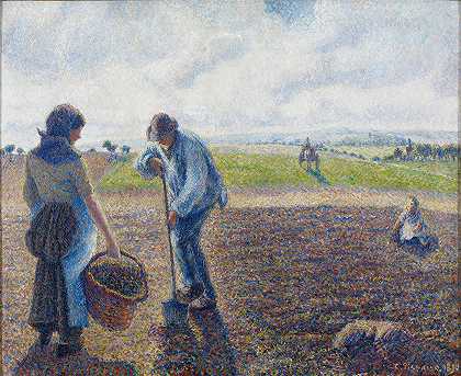 “Paysans dans les champs，Éragny”（《田地里的农民》，埃拉格尼）作者：卡米尔·皮萨罗